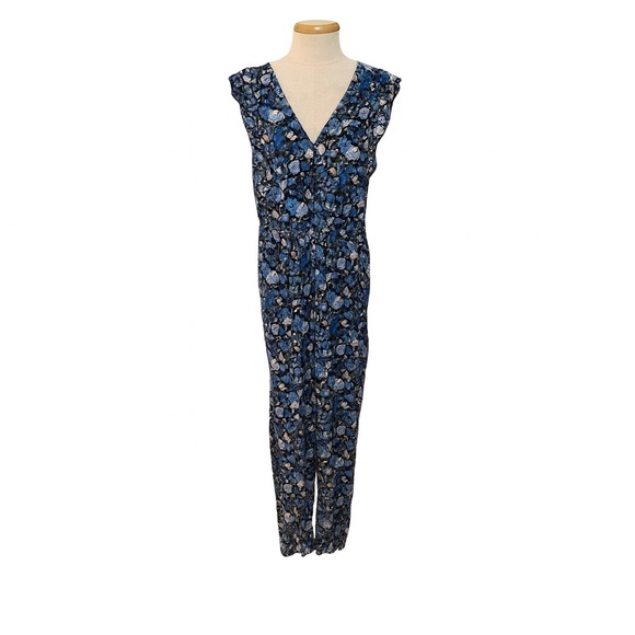 LOFT Jumpsuit Womens Small Floral Sleeveless V Neck Pocketed Lightweight Casual - Picture 1 of 7